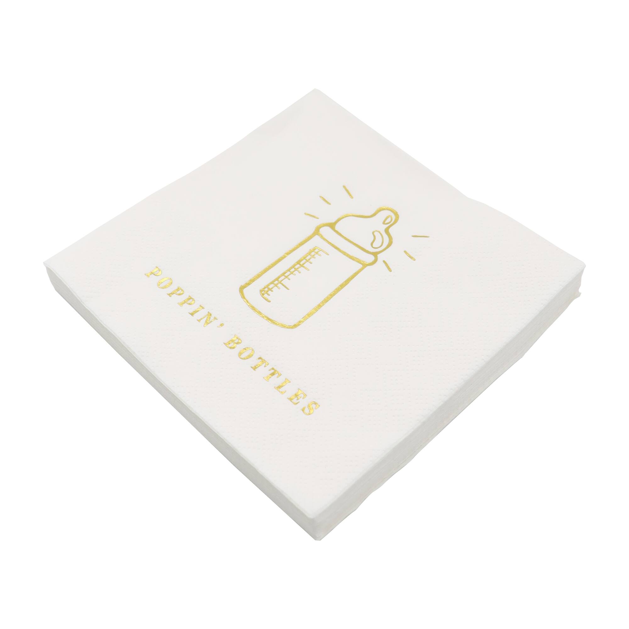 24 Packs: 20 ct. (480 total) Gold Baby Bottle Beverage Napkins by Celebrate It™